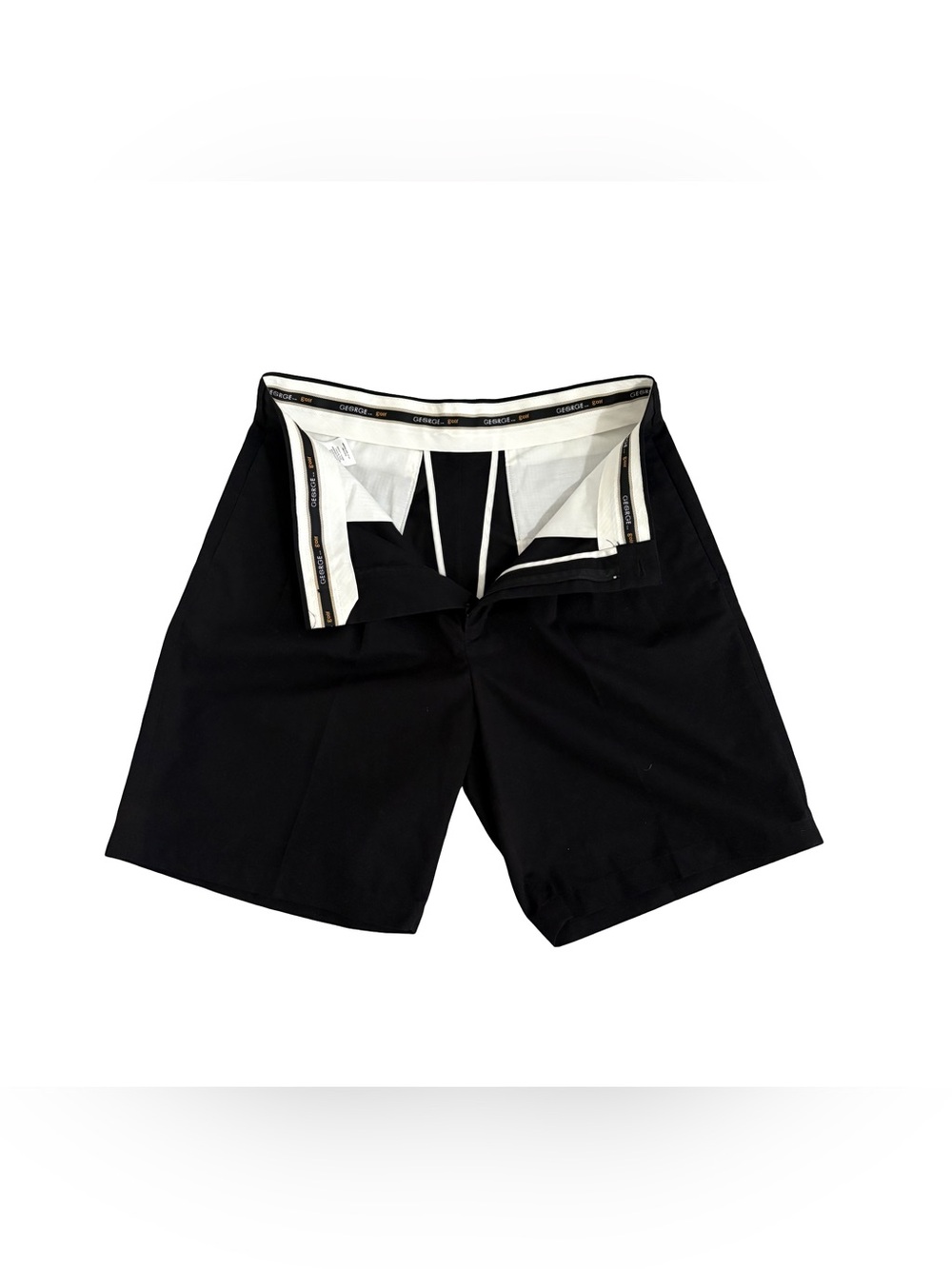 George Black Flat Front Pleated Men's Shorts - Picture 3 of 4